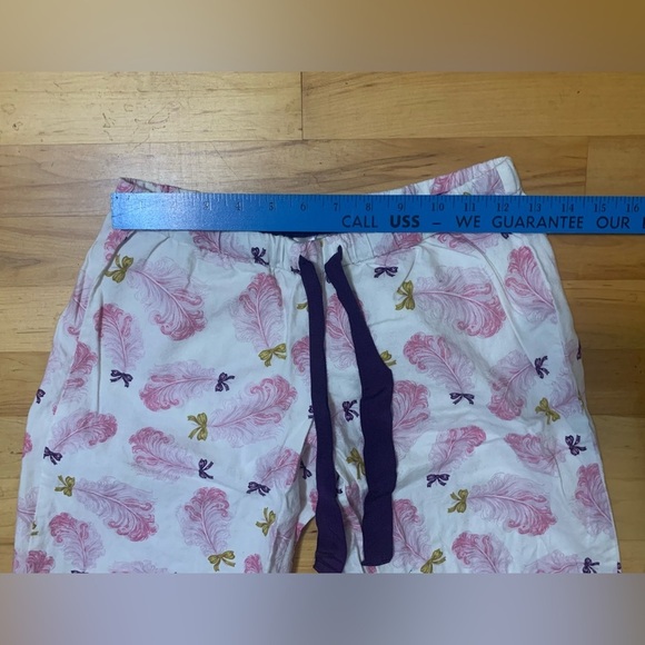 Victoria’s Secret Vintage Feather & Bow Cotton Pajama Set XS Pink Purple - Picture 9 of 11